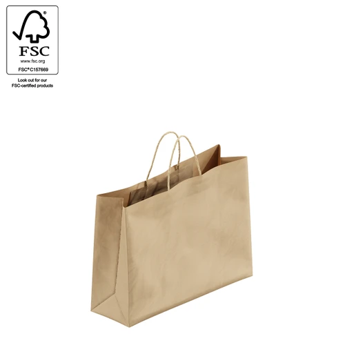 Kraft paper bag boutique small with handle  350 W x 260 H x 110 mm gusset(A8025.1BN)