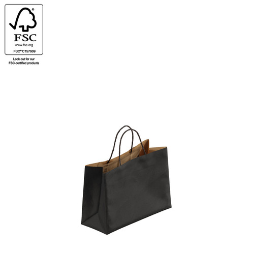 Kraft paper bag boutique extra small with handle  250 W x 180 H x 100 mm gusset(A8026.1BK)