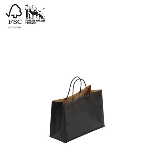Shop for Shops Kraft paper bag boutique extra small with handle 250 W x 180 H x 100 mm gusset(A8026.1BK)