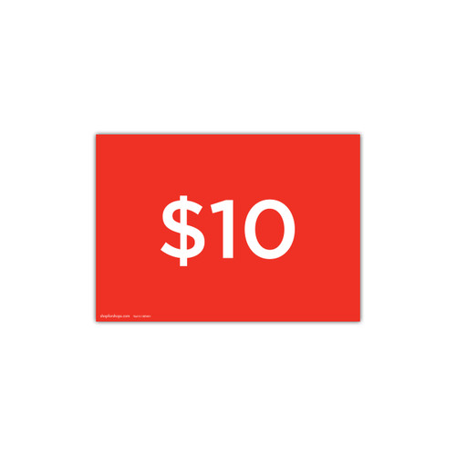 Shop for Shops A4 landscape double sided sign card "$10" (pack of 5) 297 W x 210 mm H(T6410.1RDWH)