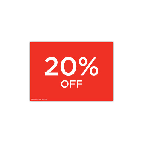 Shop for Shops A4 landscape double sided sign card "20% off" (pack of 5) 297 W x 210 mm H(T6520.1RDWH)