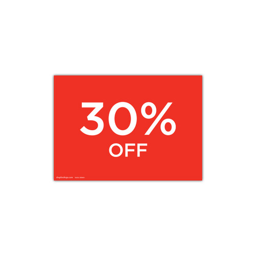 Shop for Shops A4 landscape double sided sign card "30% off" (pack of 5) 297 W x 210 mm H(T6530.1RDWH)