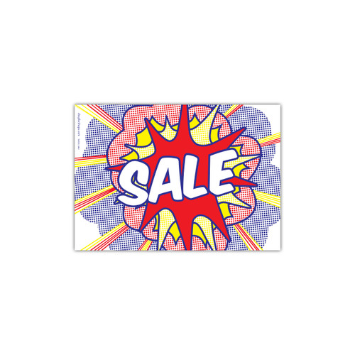 Shop for Shops A4 landscape double sided sign card "SALE" (comic book style) (pack of 5) 297 W x 210 mm H(T6535.1MU)