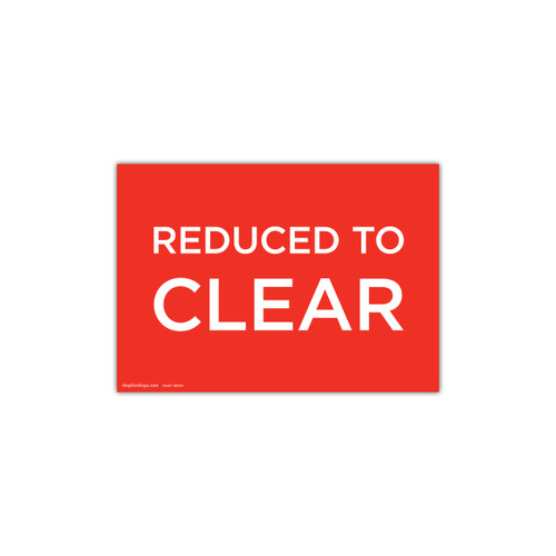 Shop for Shops A4 landscape double sided sign card "REDUCED TO CLEAR" (pack of 5) 297 W x 210 mm H(T6549.1RDWH)