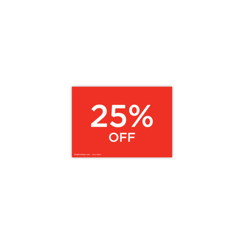 A5 landscape double sided sign card "25% off" (pack of 5) 210 W x 148 mm H(T6725.1RDWH)