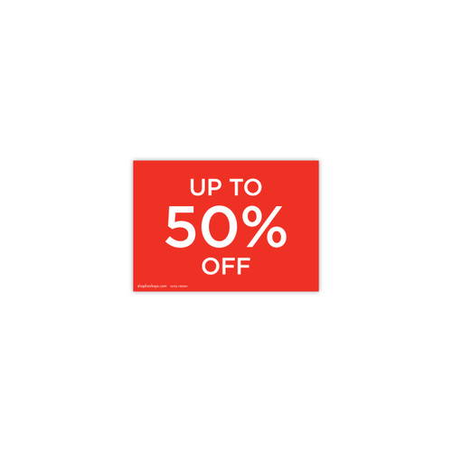 Shop for Shops A5 landscape double sided sign card "up to 50% off" (pack of 5) 210 W x 148 mm H(T6742.1RDWH)