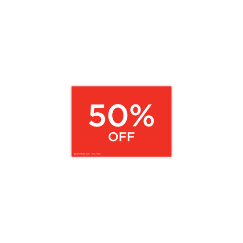 Shop for Shops A5 landscape double sided sign card "50% off" (pack of 5) 210 W x 148 mm H(T6750.1RDWH)