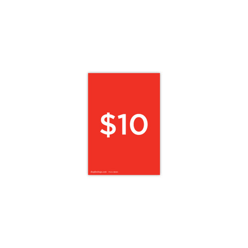 A5 portrait double sided sign card "$10" (pack of 5) 148 W x 210 mm H(T7610.1RDWH)