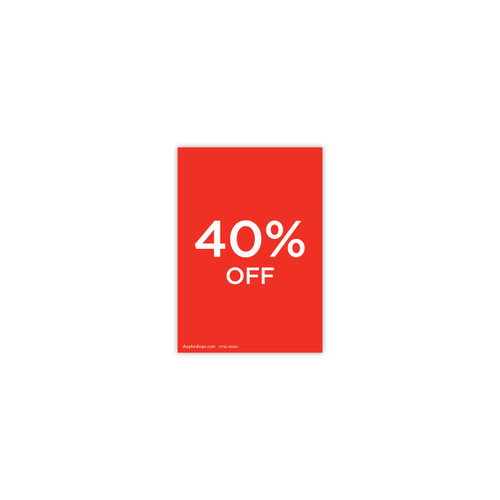 A5 portrait double sided sign card "40% off" (pack of 5) 148 W x 210 mm H(T7740.1RDWH)