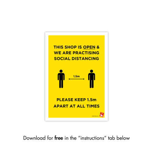 Shop for Shops COVID 19 DOWNLOADABLE POSTER 3 - SOCIAL DISTANCING (COVID3)