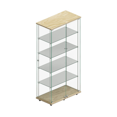 Shop for Shops Budget 4-shelf tower showcase on wheels with lockable doors 770 W x 400 D x 1580 mm H(F2955CGPY)