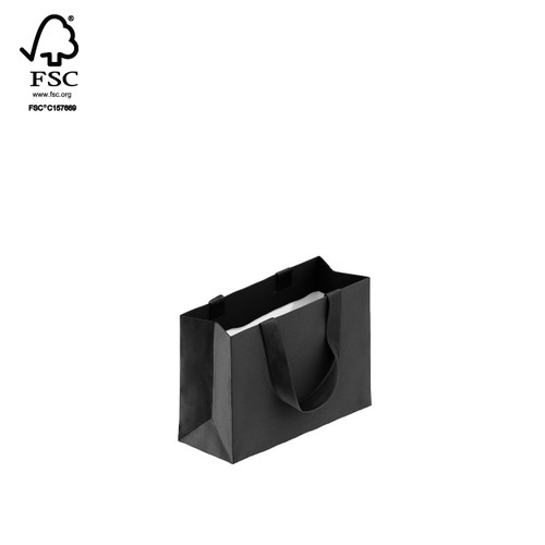 Style Paper Bag Extra Small Boutique ribbon handle 250 W x 180 H x 100mm gusset(A8037.1BK)