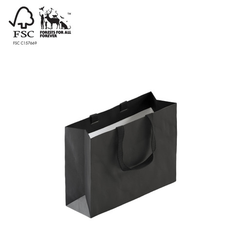 Style Paper Bag Small Boutique with ribbon handle 350 W x 260 H x 110mm gusset(A8038.1BK)