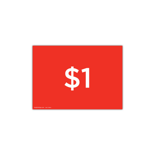 Shop for Shops A4 landscape double sided sign card "$1" (pack of 5) 297 W x 210 mm H(T6401.1RDWH)