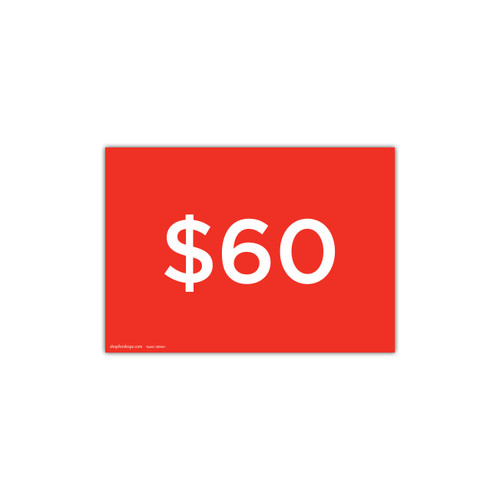 Shop for Shops A4 landscape double sided sign card "$60" (pack of 5) 297 W x 210 mm H(T6460.1RDWH)
