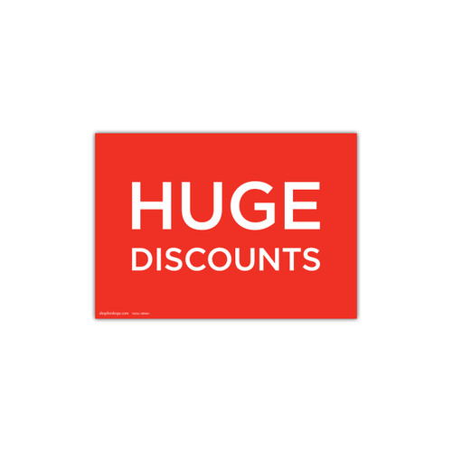 Shop for Shops A4 landscape double sided sign card "HUGE DISCOUNTS" (pack of 5) 297 W x 210 mm H(T6536.1RDWH)