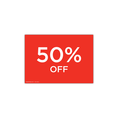 A4 landscape double sided sign card "50% off" (pack of 5) 297 W x 210 mm H(T6550.1RDWH)