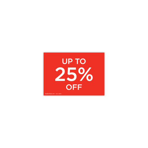 Shop for Shops A5 landscape double sided sign card "up to 25% off" (pack of 5) 210 W x 148 mm H(T6741.1RDWH)