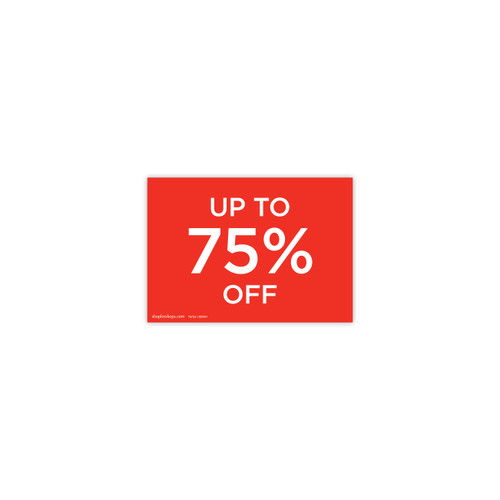 Shop for Shops A5 landscape double sided sign card "up to 75% off" (pack of 5) 210 W x 148 mm H(T6743.1RDWH)