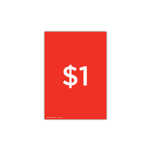 Shop for Shops A4 portrait double sided sign card "$1" (pack of 5) 210 W x 297 mm H(T7401.1RDWH)