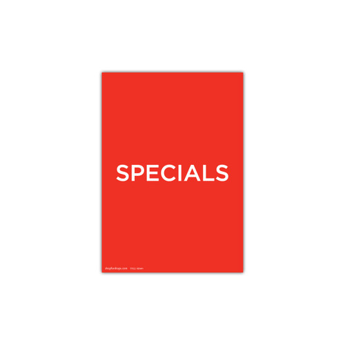 A4 portrait double sided sign card "SPECIALS" (pack of 5) 210 W x 297 mm H(T7522.1RDWH)
