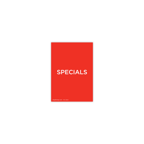 Shop for Shops A5 portrait double sided sign card "SPECIALS" (pack of 5) 148 W x 210 mm H(T7722.1RDWH)