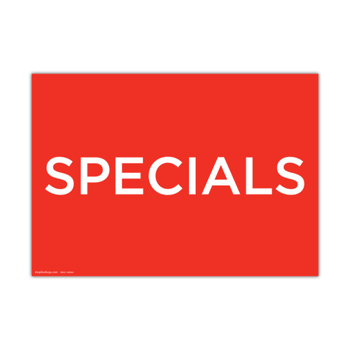 Shop for Shops A3 landscape double sided sign card "SPECIALS" 420 W x 297 mm H(T8522.1RDWH)