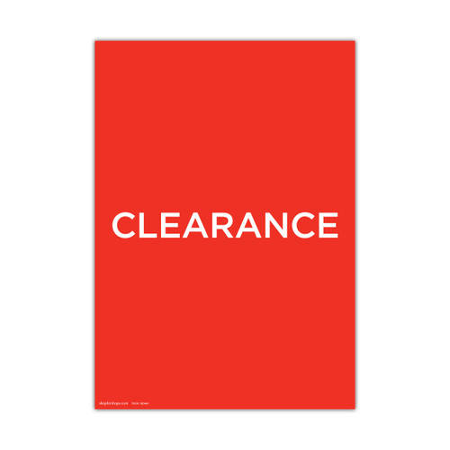 A3 portrait double sided sign card "CLEARANCE" 297 W x 420 mm H(T9509.1RDWH)