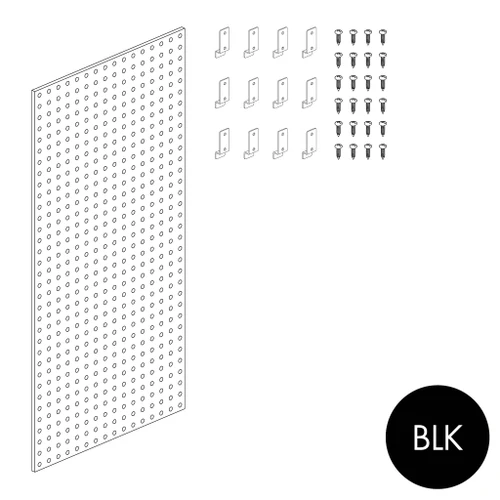Peggie panel 75 x 70mm perforated pattern with brackets 1200 W x 2380 mm H(P0005BLK)
