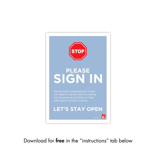 Shop for Shops COVID 19 DOWNLOADABLE POSTER 13 - SIGN IN (COVID13)