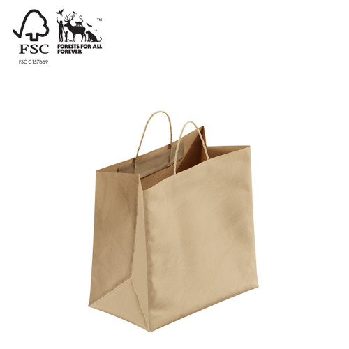 Shop for Shops Kraft paper wider gusset bag with handle 305 H x 305 W x 175 Gusset(A8054.1BN)