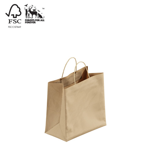 Shop for Shops Kraft paper wider gusset bag small with handle 260 H x 260 W x 140 Gusset(A8052.1BN)