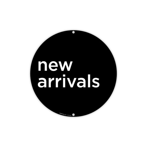 Shop for Shops Round double sided poster "new arrivals" Double Sided 400mm DIA(T4704.1BKWH)