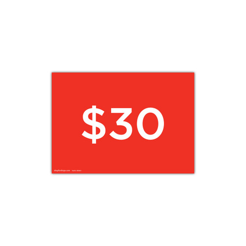 Shop for Shops A4 landscape double sided sign card "$30" (pack of 5) 297 W x 210 mm H(T6430.1RDWH)
