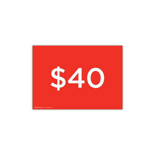 A4 landscape double sided sign card "$40" (pack of 5) 297 W x 210 mm H(T6440.1RDWH)
