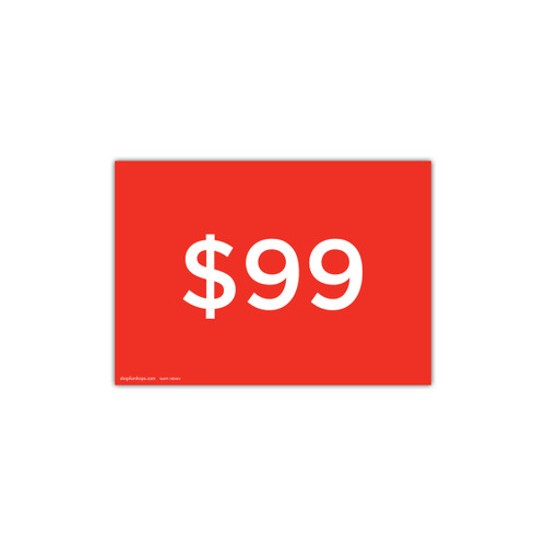 Shop for Shops A4 landscape double sided sign card "$99" (pack of 5) 297 W x 210 mm H(T6499.1RDWH)