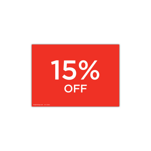 Shop for Shops A4 landscape double sided sign card "15% off" (pack of 5) 297 W x 210 mm H(T6515.1RDWH)