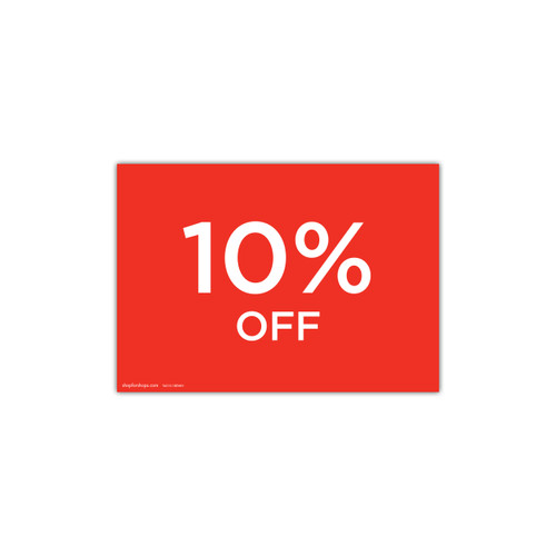 Shop for Shops A4 landscape double sided sign card "10% off" (pack of 5) 297 W x 210 mm H(T6510.1RDWH)