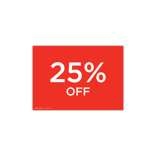Shop for Shops A4 landscape double sided sign card "25% off" (pack of 5) 297 W x 210 mm H(T6525.1RDWH)