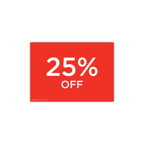 A4 landscape double sided sign card "25% off" (pack of 5) 297 W x 210 mm H(T6525.1RDWH)