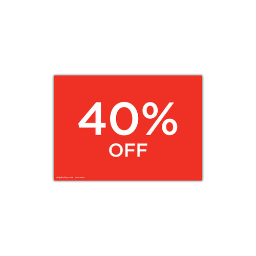A4 landscape double sided sign card "40% off" (pack of 5) 297 W x 210 mm H(T6540.1RDWH)