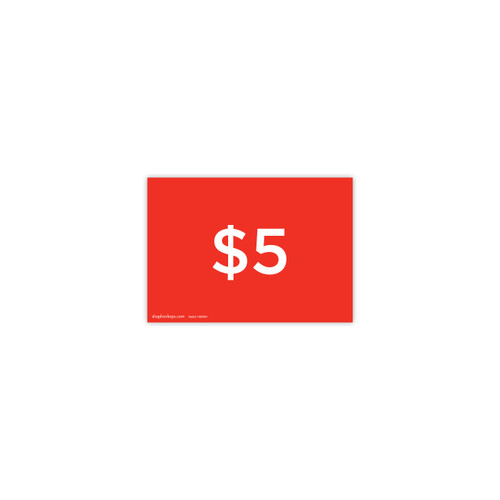 A5 landscape double sided sign card "$5" (pack of 5) 210 W x 148 mm H(T6605.1RDWH)