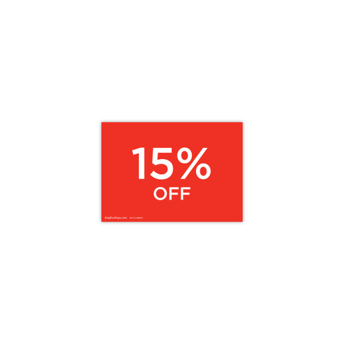 Shop for Shops A5 landscape double sided sign card "15% off" (pack of 5) 210 W x 148 mm H(T6715.1RDWH)