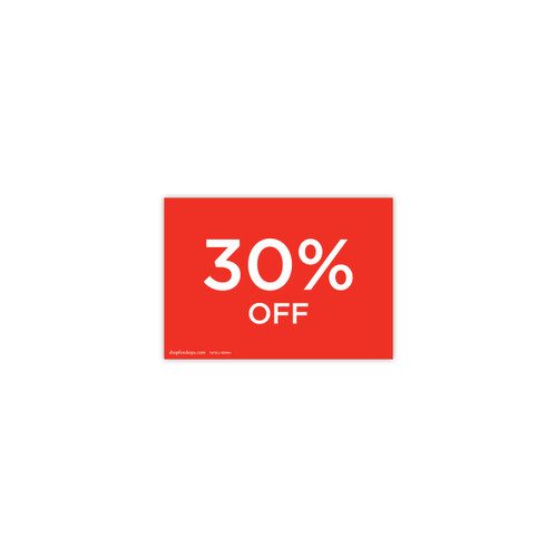 A5 landscape double sided sign card "30% off" (pack of 5) 210 W x 148 mm H(T6730.1RDWH)