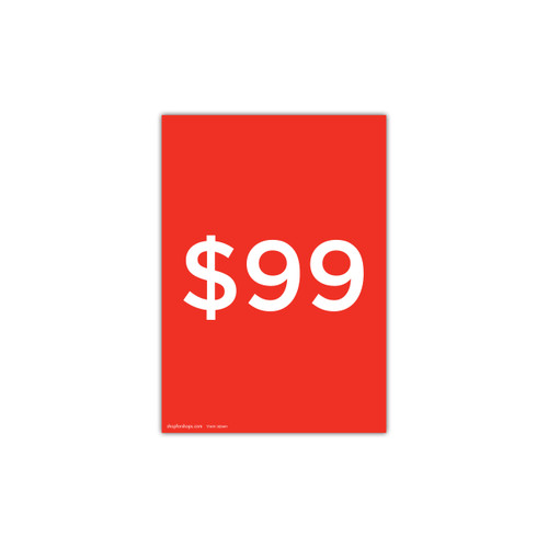 A4 portrait double sided sign card "$99" (pack of 5) 210 W x 297 mm H(T7499.1RDWH)