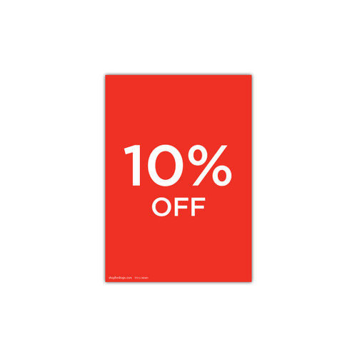 Shop for Shops A4 portrait double sided sign card "10% off" (pack of 5) 210 W x 297 mm H(T7510.1RDWH)