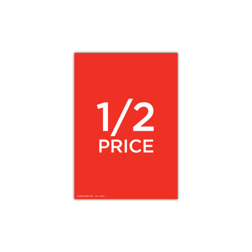 Shop for Shops A4 portrait double sided sign card "1/2 price" (pack of 5) 210 W x 297 mm H(T7591.1RDWH)