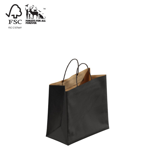 Shop for Shops Kraft paper wider gusset bag small with handle 260 H x 260 W x 140 Gusset(A8052.1BK)