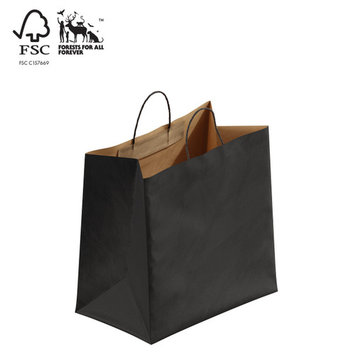Shop for Shops Kraft paper wider gusset bag large with handle 350 H x 350 W x 210 Gusset(A8056.1BK)