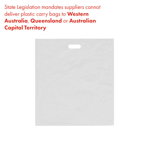 Shop for Shops Plastic carry bag extra large with die cut handle 500 W x 600 H x 100 mm side gusset 50 micron(A8208WH)